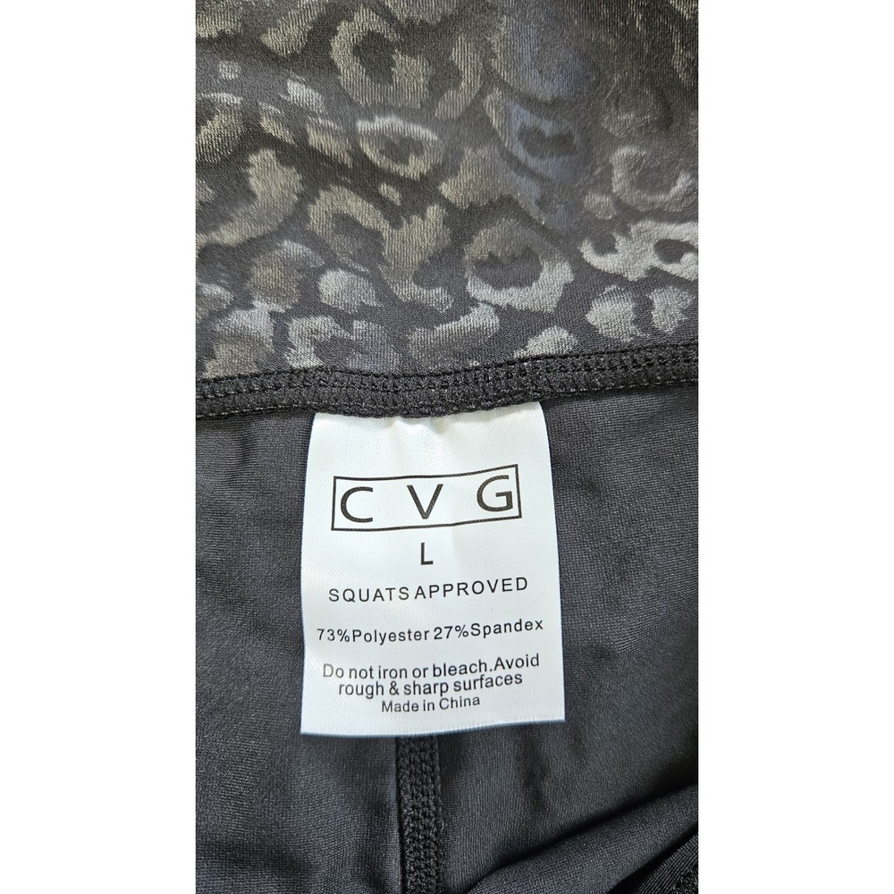 CVG Women's Squat Proof Leggings Sz Large Black Leopard Print Exercise Pants - Picture 4 of 8